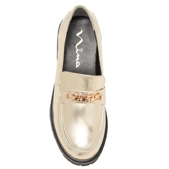 Nina Metallic Chain Loafer | Big Girl Size 6 | Gold | NEW - Picture 4 of 6